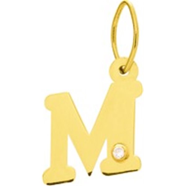 Pendentif lettre M diamant 0.01ct Or Jaune 750