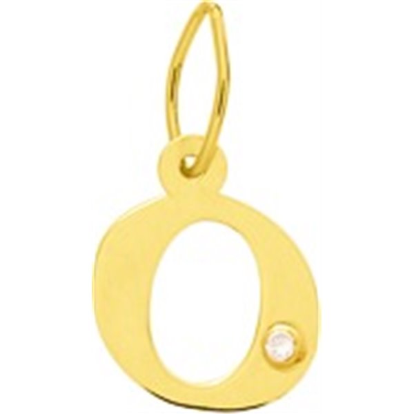 Pendentif lettre O diamant 0.01ct Or Jaune 750