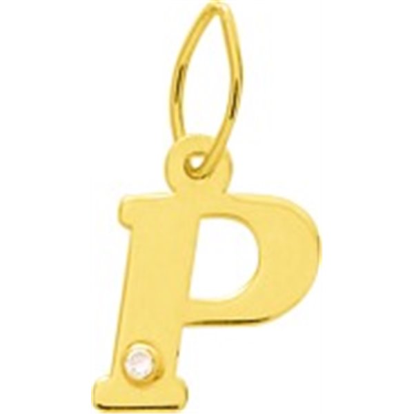 Pendentif lettre P diamant 0.01ct Or Jaune 750