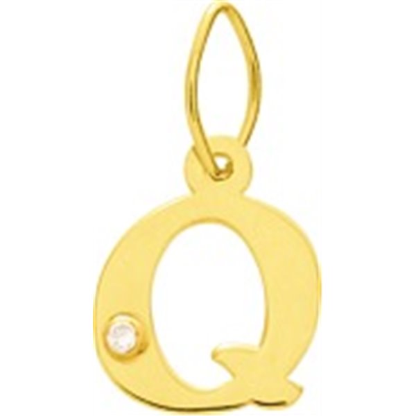 Pendentif lettre Q diamant 0.01ct Or Jaune 750