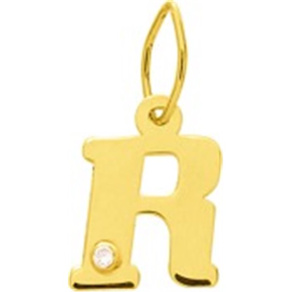 Pendentif lettre R diamant 0.01ct Or Jaune 750