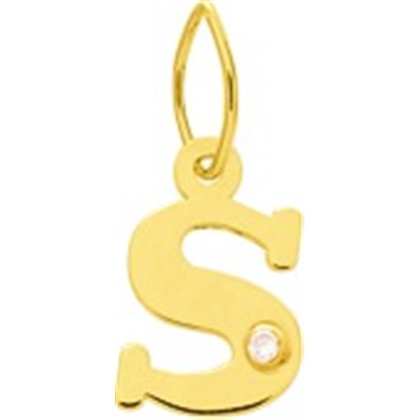 Pendentif lettre S diamant 0.01ct Or Jaune 750