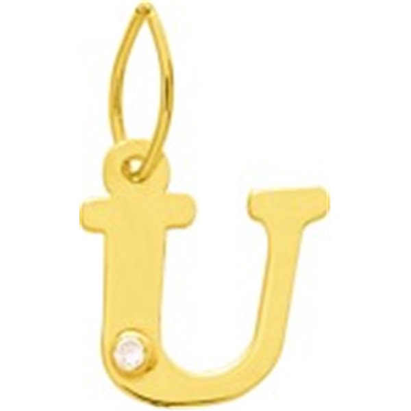 Pendentif lettre U diamant 0.01ct Or Jaune 750