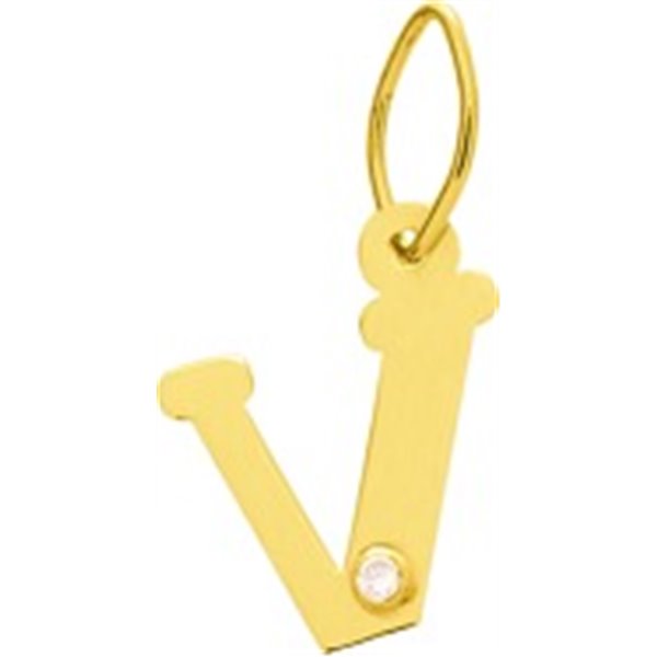 Pendentif lettre V diamant 0.01ct Or Jaune 750