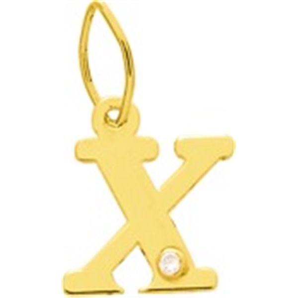 Pendentif lettre X diamant 0.01ct Or Jaune 750