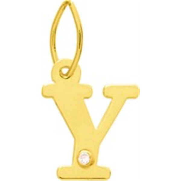 Pendentif lettre Y diamant 0.01ct Or Jaune 750