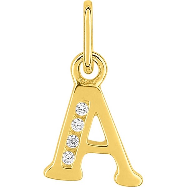 Pendentif lettre A oxyde(s) de zirconium Or Jaune 750