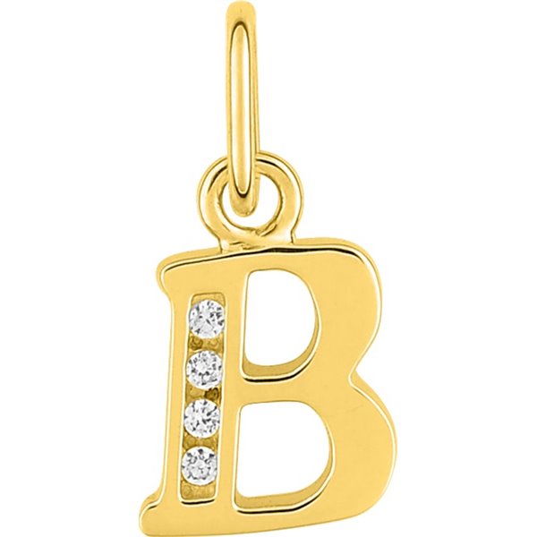 Pendentif lettre B oxyde(s) de zirconium Or Jaune 750