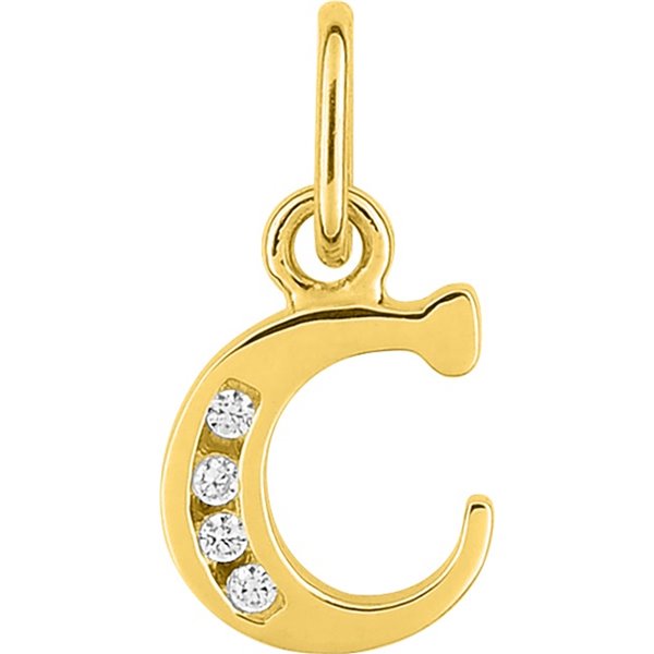 Pendentif lettre C oxyde(s) de zirconium Or Jaune 750