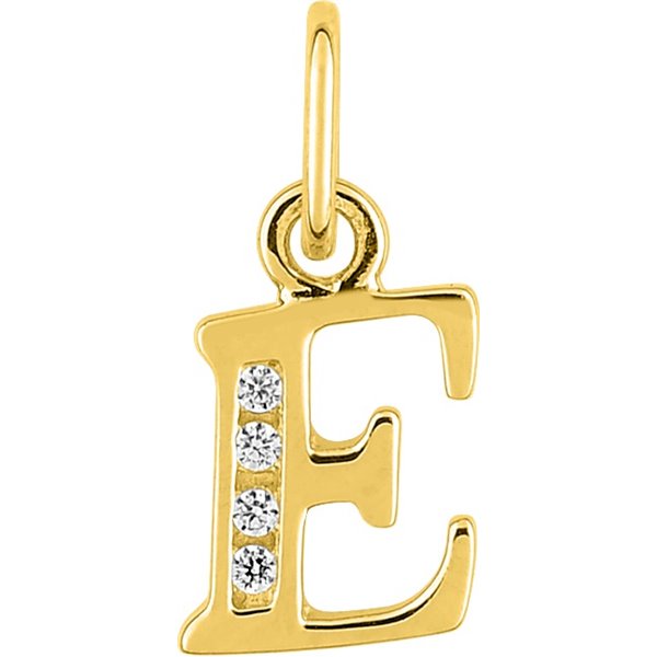 Pendentif lettre E oxyde(s) de zirconium Or Jaune 750