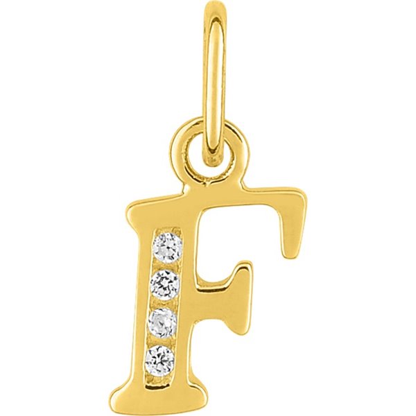 Pendentif lettre F oxyde(s) de zirconium Or Jaune 750