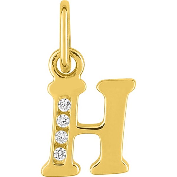 Pendentif lettre H oxyde(s) de zirconium Or Jaune 750