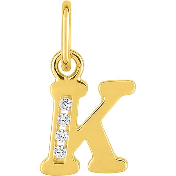 Pendentif lettre K oxyde(s) de zirconium Or Jaune 750