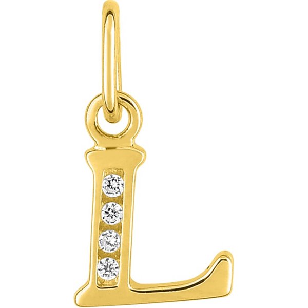 Pendentif lettre L oxyde(s) de zirconium Or Jaune 750