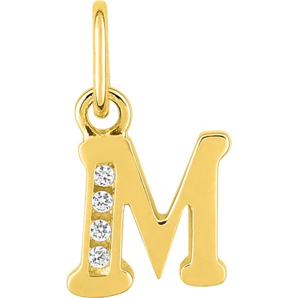 Pendentif lettre M oxyde(s) de zirconium Or Jaune 750