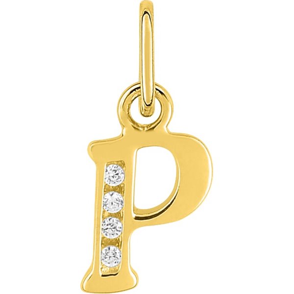 Pendentif lettre P oxyde(s) de zirconium Or Jaune 750