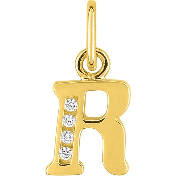 Pendentif lettre R oxyde(s) de zirconium Or Jaune 750