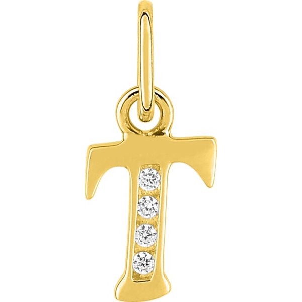 Pendentif lettre T oxyde(s) de zirconium Or Jaune 750