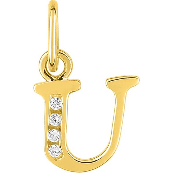 Pendentif lettre U oxyde(s) de zirconium Or Jaune 750