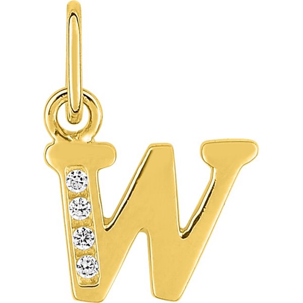 Pendentif lettre W oxyde(s) de zirconium Or Jaune 750