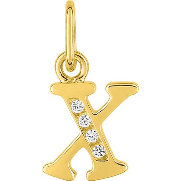 Pendentif lettre X oxyde(s) de zirconium Or Jaune 750