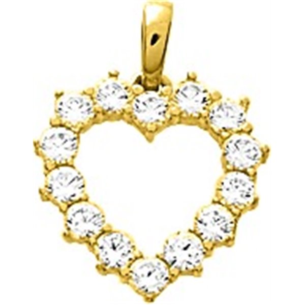 Pendentif coeur oxyde(s) de zirconium Or 750