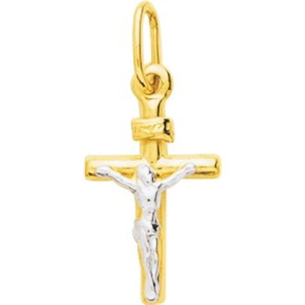 Pendentif croix Christ Or Jaune et blanc Or 750