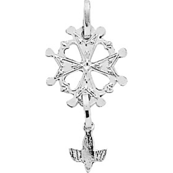 Pendentif croix huguenote Or Blanc 750