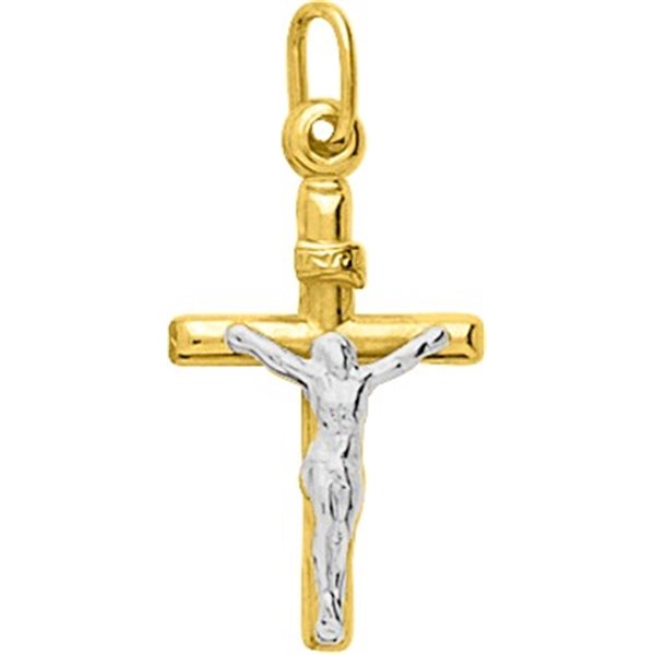 Pendentif croix Christ Or Jaune et blanc Or 750