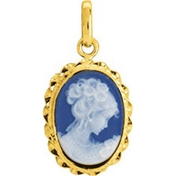 Pendentif porcelaine bleue Or Jaune 750