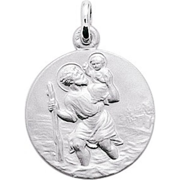 Médaille Saint Christophe Or Blanc 750