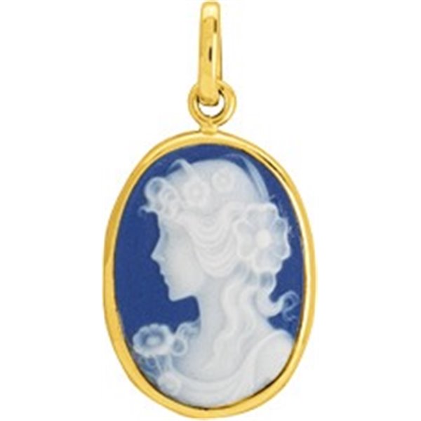 Pendentif porcelaine bleue Or Jaune 750