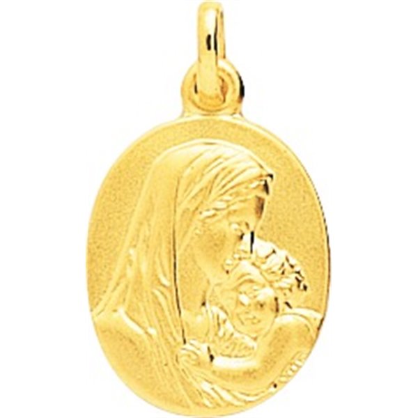 Médaille vierge à l'enfant Or Jaune 750