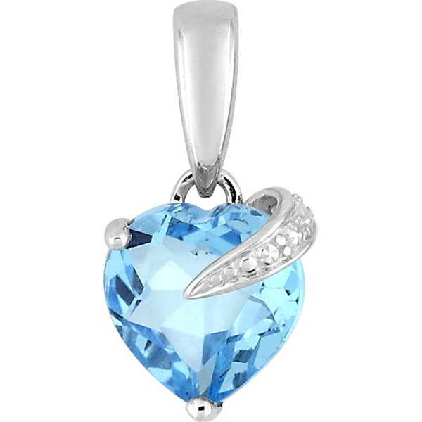 Pendentif topaze bleue traitée Or Blanc 375