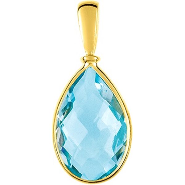 Pendentif topaze bleue traitée Or Jaune 375