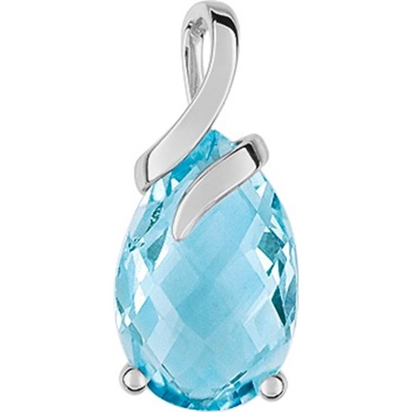 Pendentif topaze bleue traitée Or Blanc 375