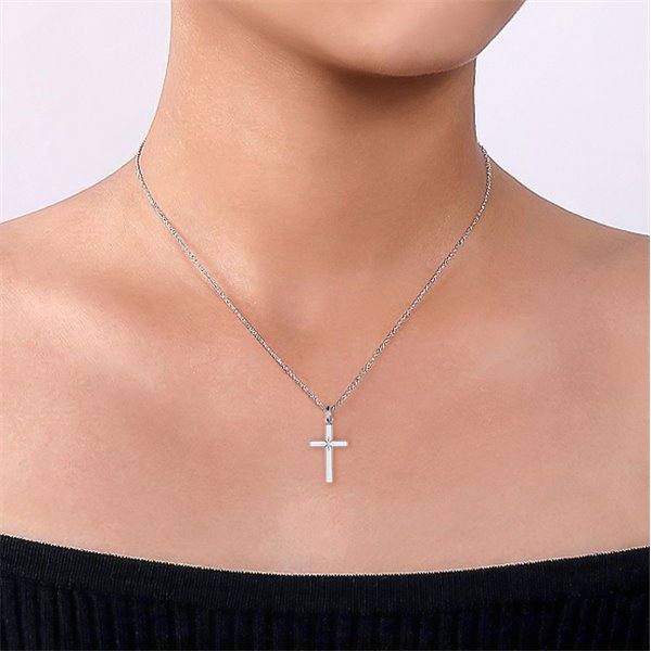 Pendentif croix Or Blanc 750