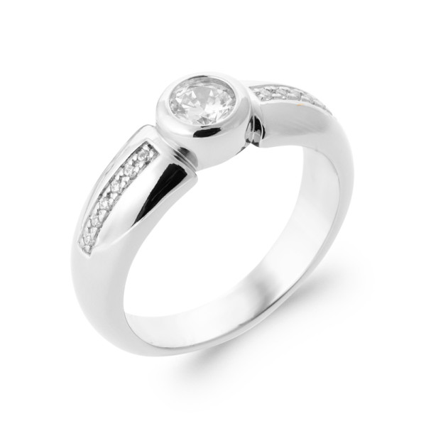 Bague argent 925 rhodié oxyde(s) de zirconium